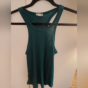 Free People Teal Ribbed Tank Top